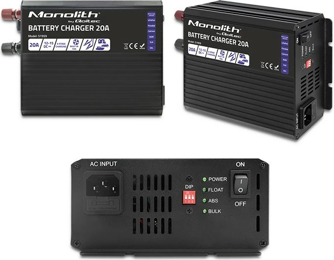 Karikues baterie Qoltec Monolith 20A 12V, i zi