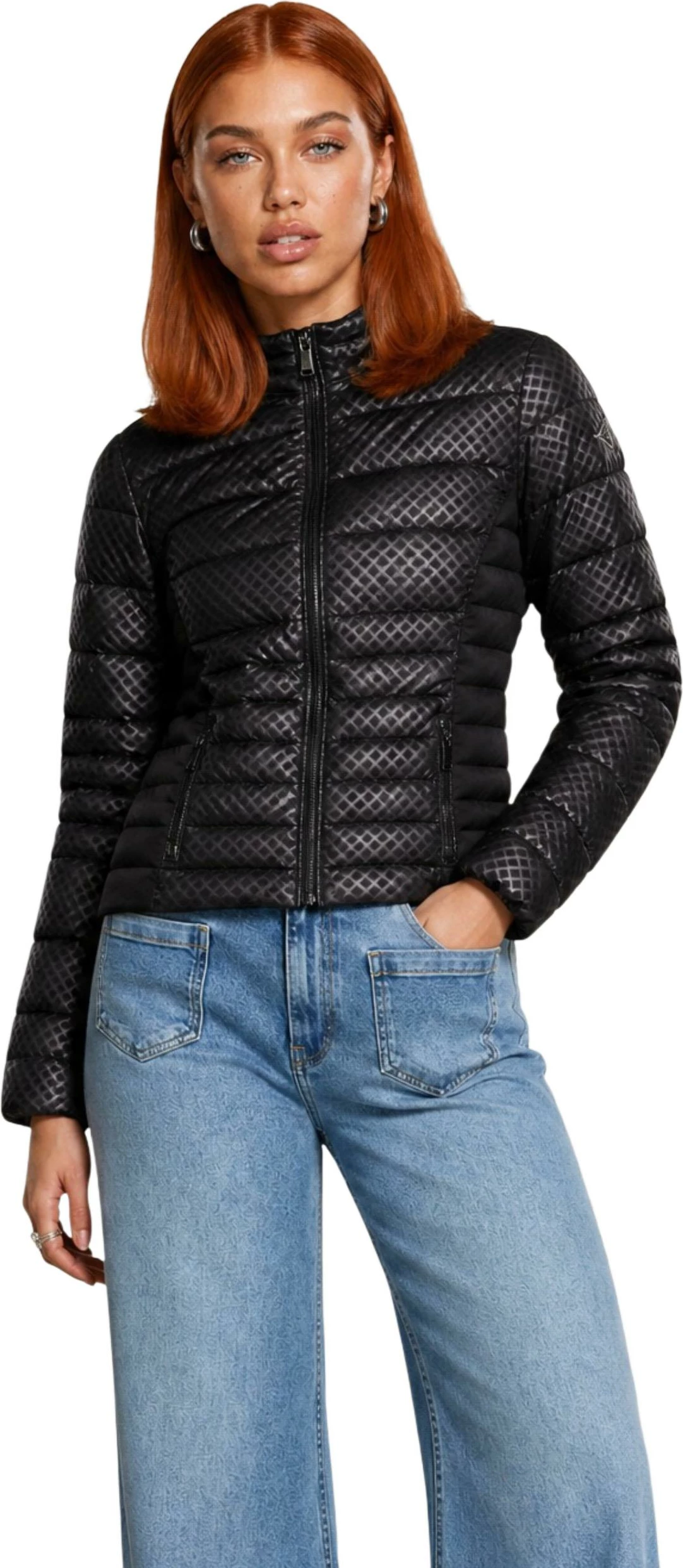 Jakne për femra Guess NEW VONA BLOCK EMBOS W6YL16 W2891, e zezë [Madhësia: XS]