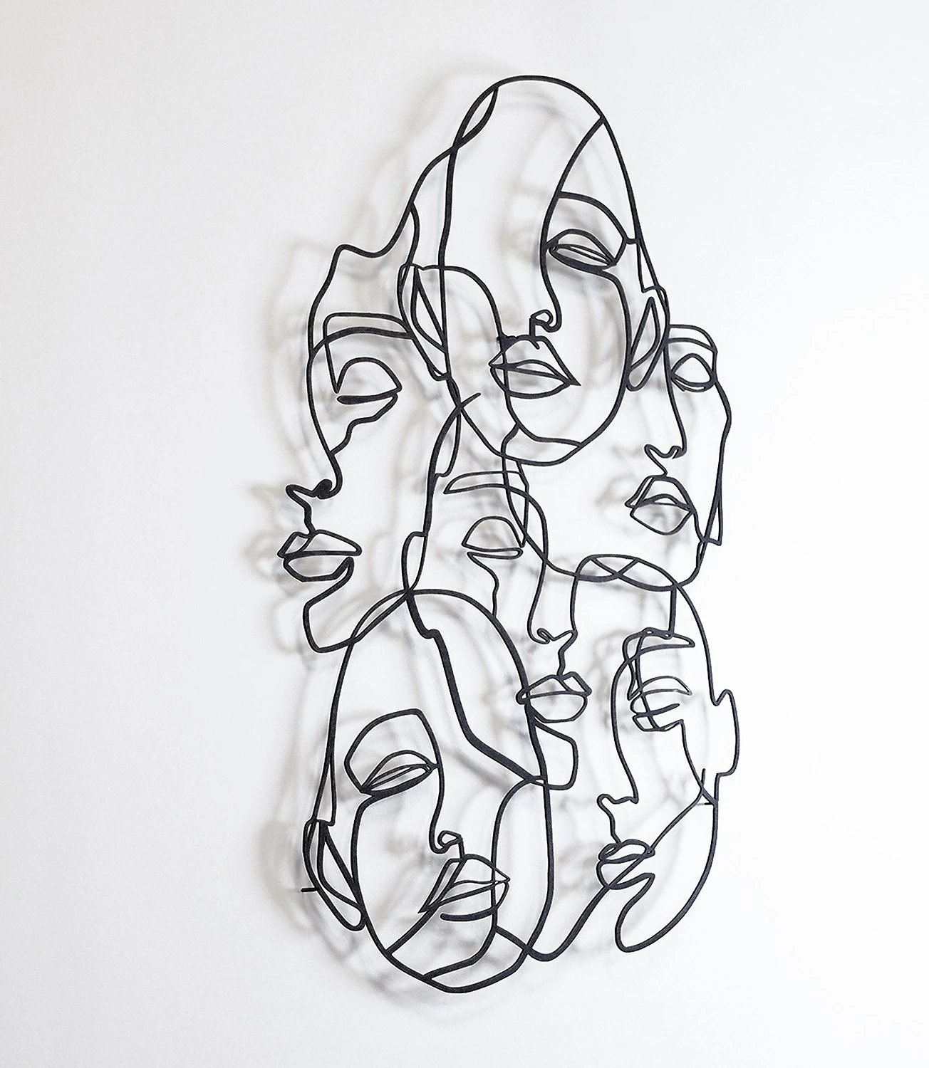 Aksesor dekorativ metalik për mur, Wallity, Faces Line Art- APT743 S