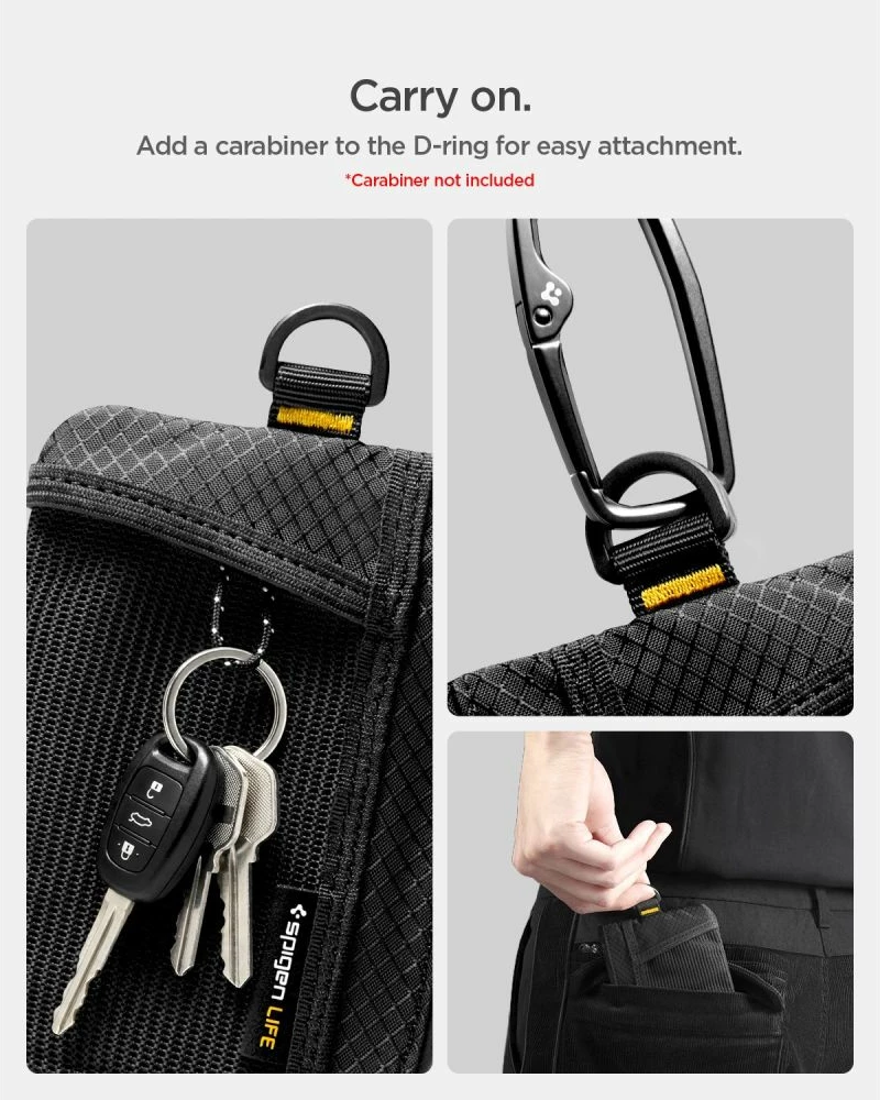 Kuletë Spigen LF300 RFID, deri 10 karta + cash, nylon ripstop, 1 copë, e zezë