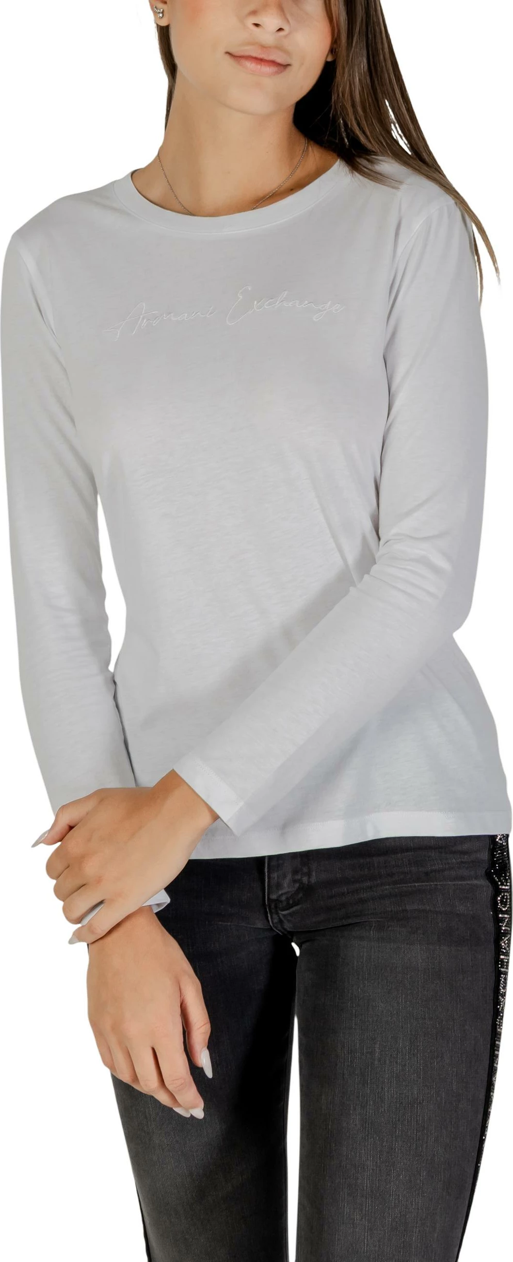 Maicë me mëngë të gjata për femra Armani Exchange XW001456 AF10356, e bardhë