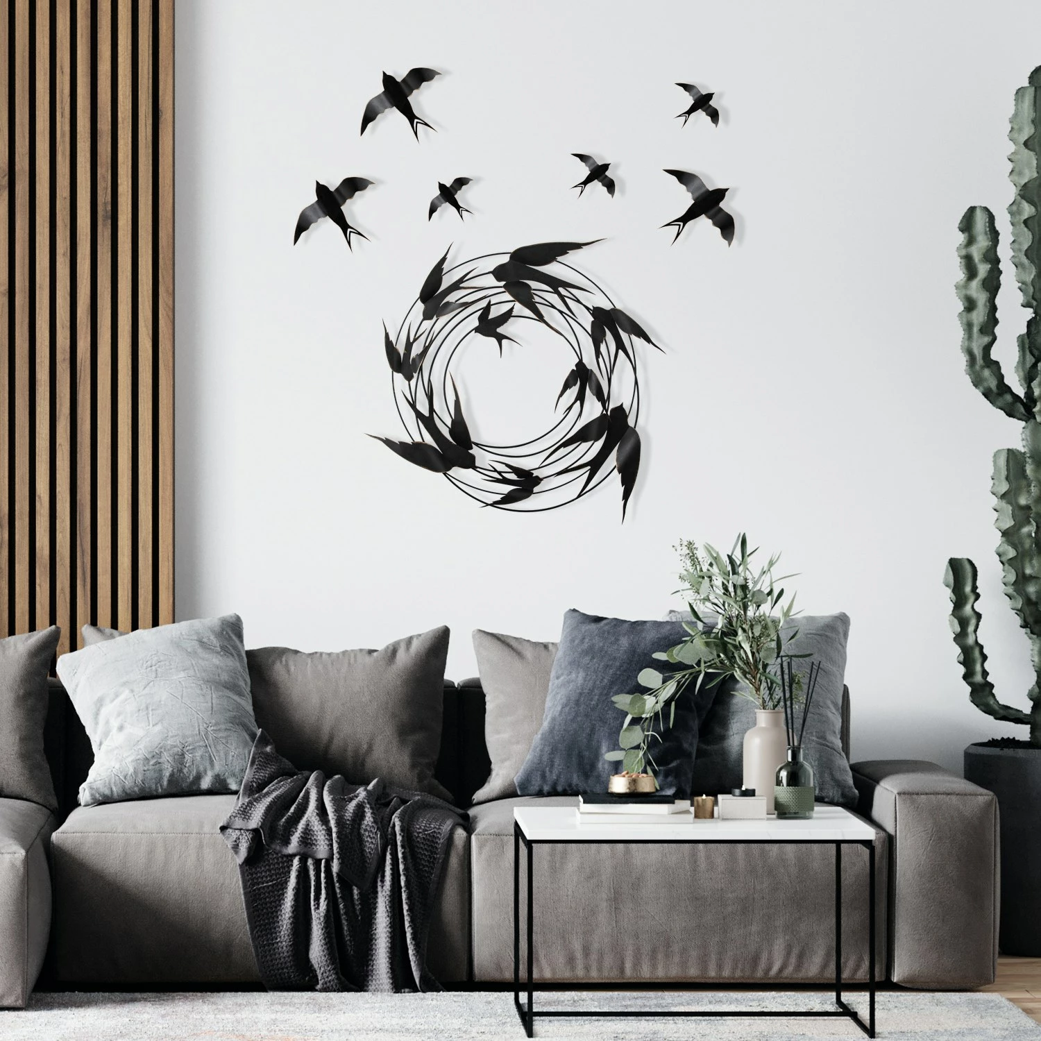 Aksesor dekorativ metalik për mur, Wallity, Migration, shumëngjyrësh, set 6 copë