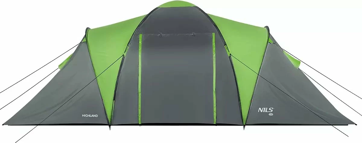 Çadër kampingu Nils Extreme NC6031 Highland për 6 persona, tunel, 570 x 210 x 200 cm, gri/jeshile
