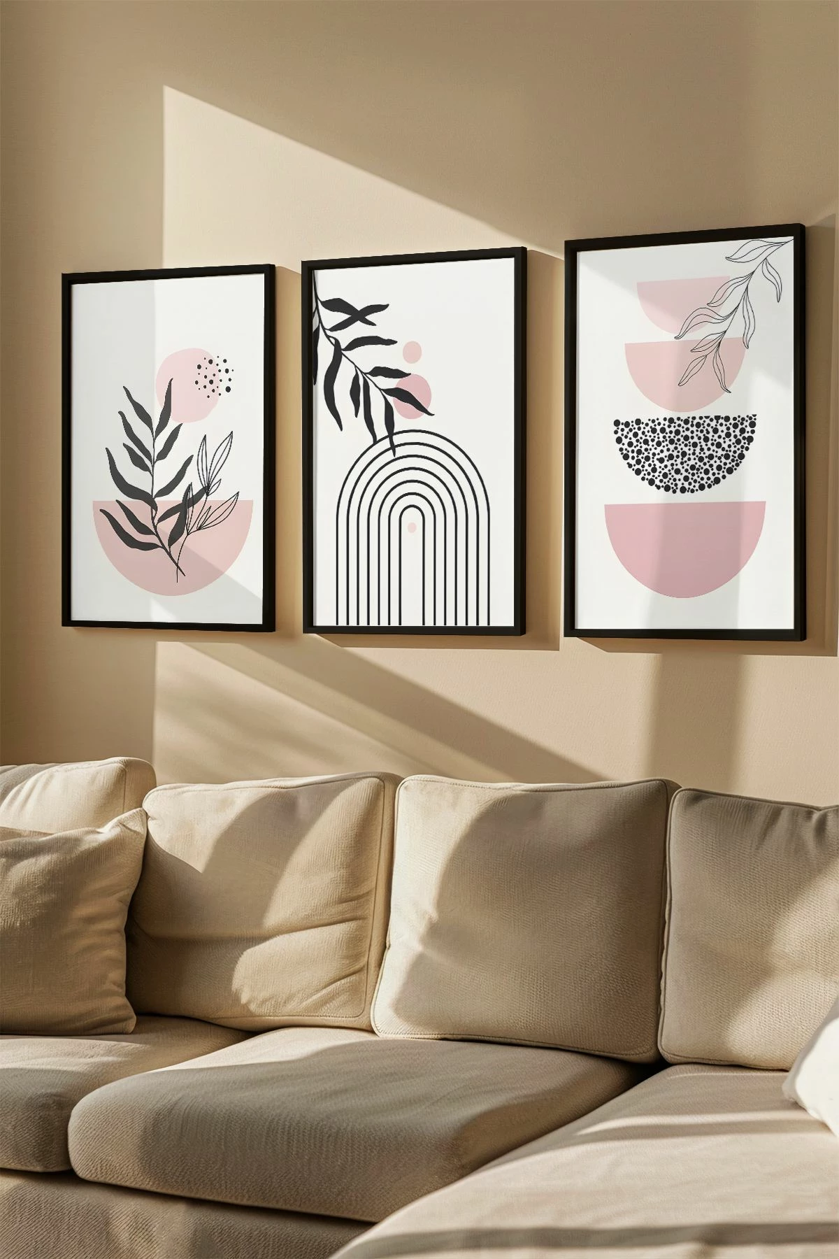 Pikturë dekorative me kornizë (3 copë), Wallity, Artvmodel2-Sıyah