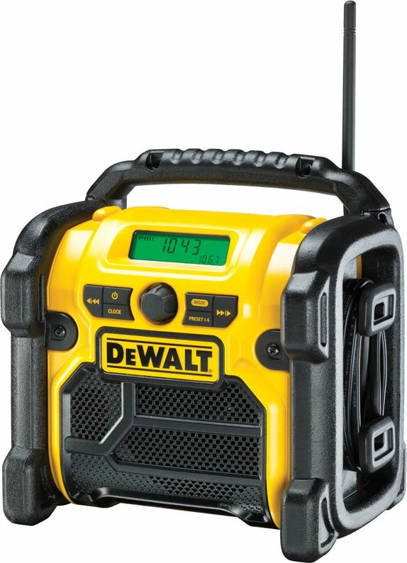 Radio ndërtimi DeWalt DCR019, FM, AUX 3.5 mm, 10.8–18 V, bateri/rrymë, verdhë/zi, pa bateri
