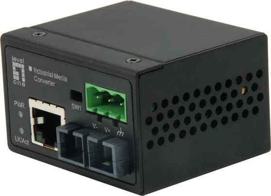 Konvertues media LevelOne RJ45 në ST, Ethernet Industrial, Multi-Mode Fiber, 2km, -40°C deri 75°C, 100 Mbit/s, i zi