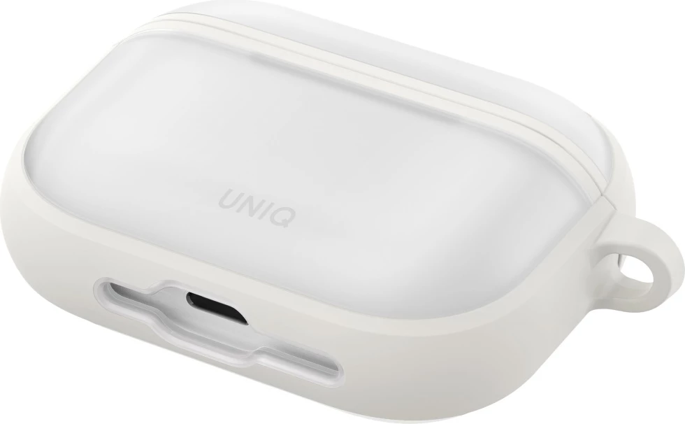 Mbështjellës për AirPods UNIQ Veren për AirPods Pro 3, PC/TPU, me karabinë, i bardhë, në kuti