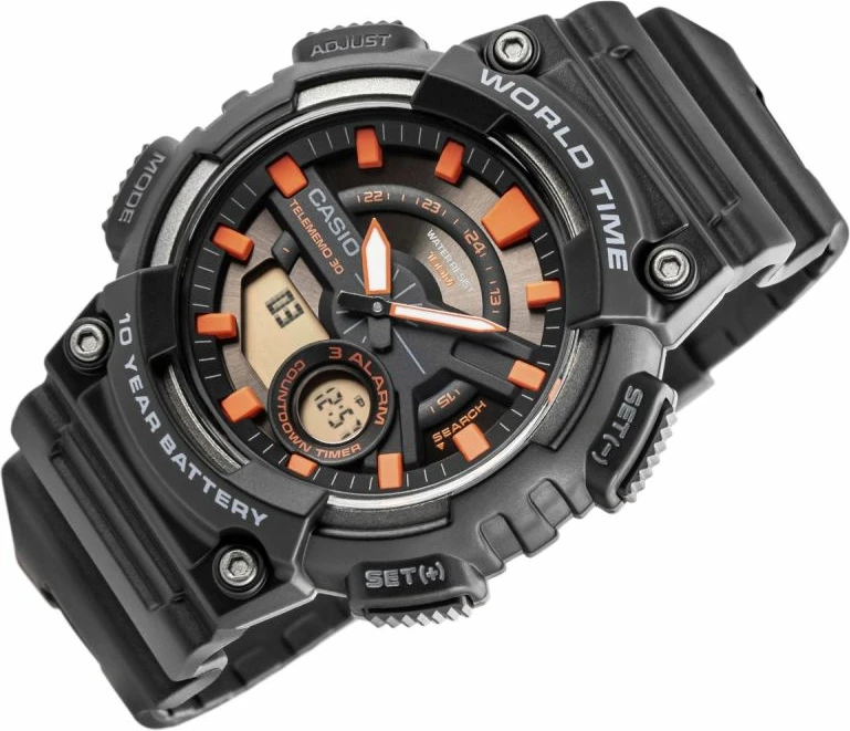 Orë dore për meshkuj CASIO, e zezë