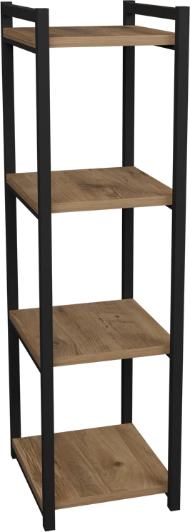 Raft dyshemeje Harvey metal i zi dhe melaminë, ngjyrë natyrale, 33x28x100cm