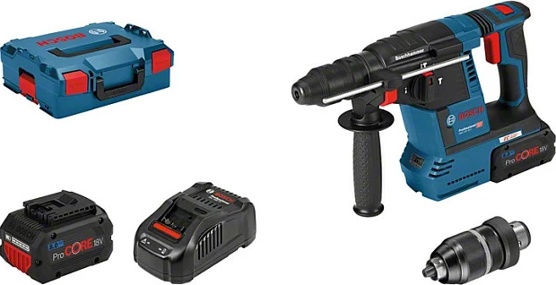 Çekiç elektrik Bosch GBH 18V-26F, brushless, 2x8Ah, SDS Plus, zi/kaltër/kuqe