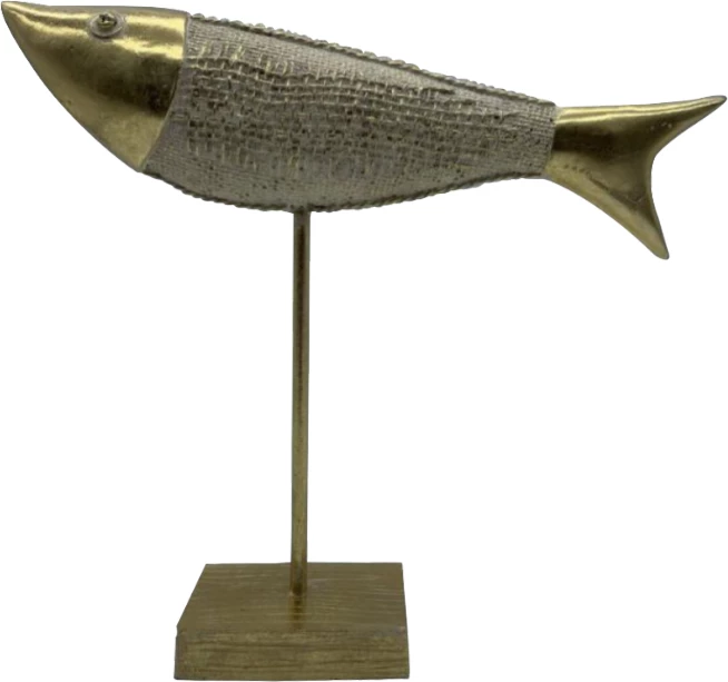Dekor peshk SAKANA, polirezine, ngjyrë ari, 26x6x24cm