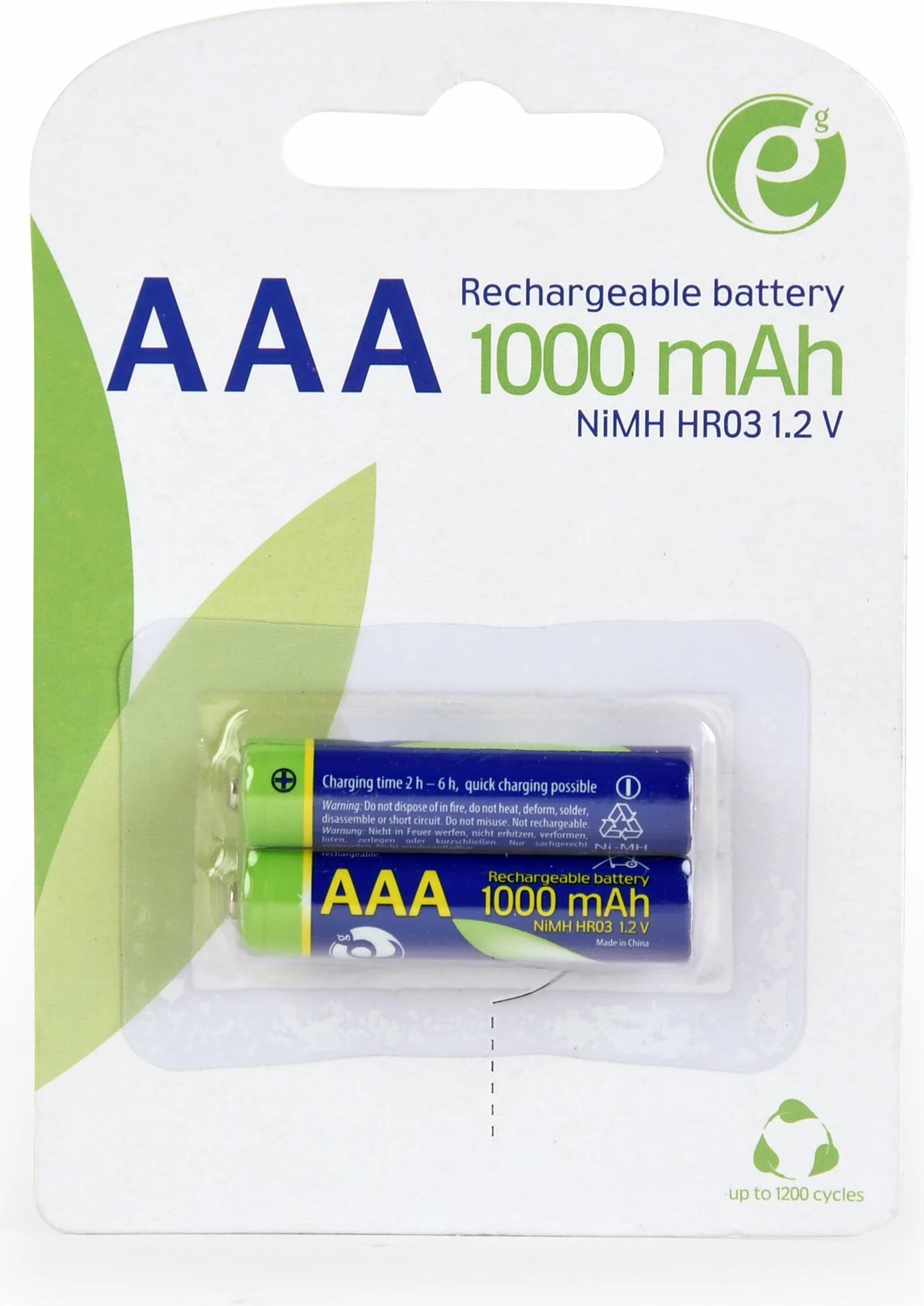 Bateri të rikarikueshme AAA Gembird EG-BA-AAA10-01, 1000 mAh, 2 copë
