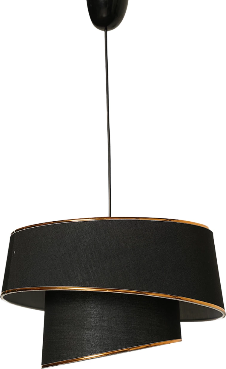 Llambë varëse tavani, metal dhe pëlhurë, e zezë, FH7356.03, Φ32x70Υ cm