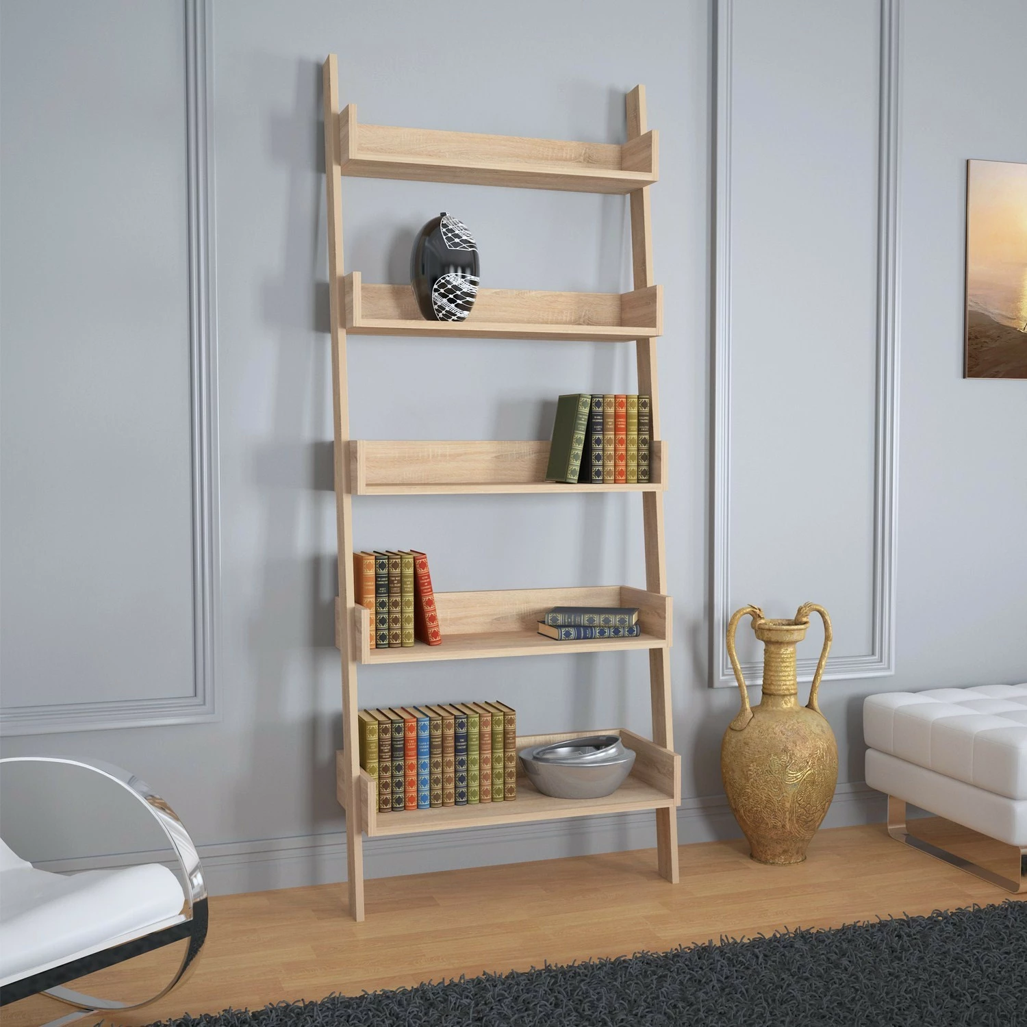 Raft librash Hanah Home, ngjyrë lisi e çelët