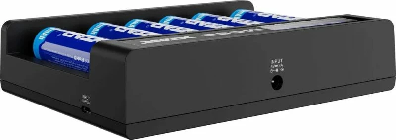 Karikues baterish XTAR MC6C, i zi, 6 vende