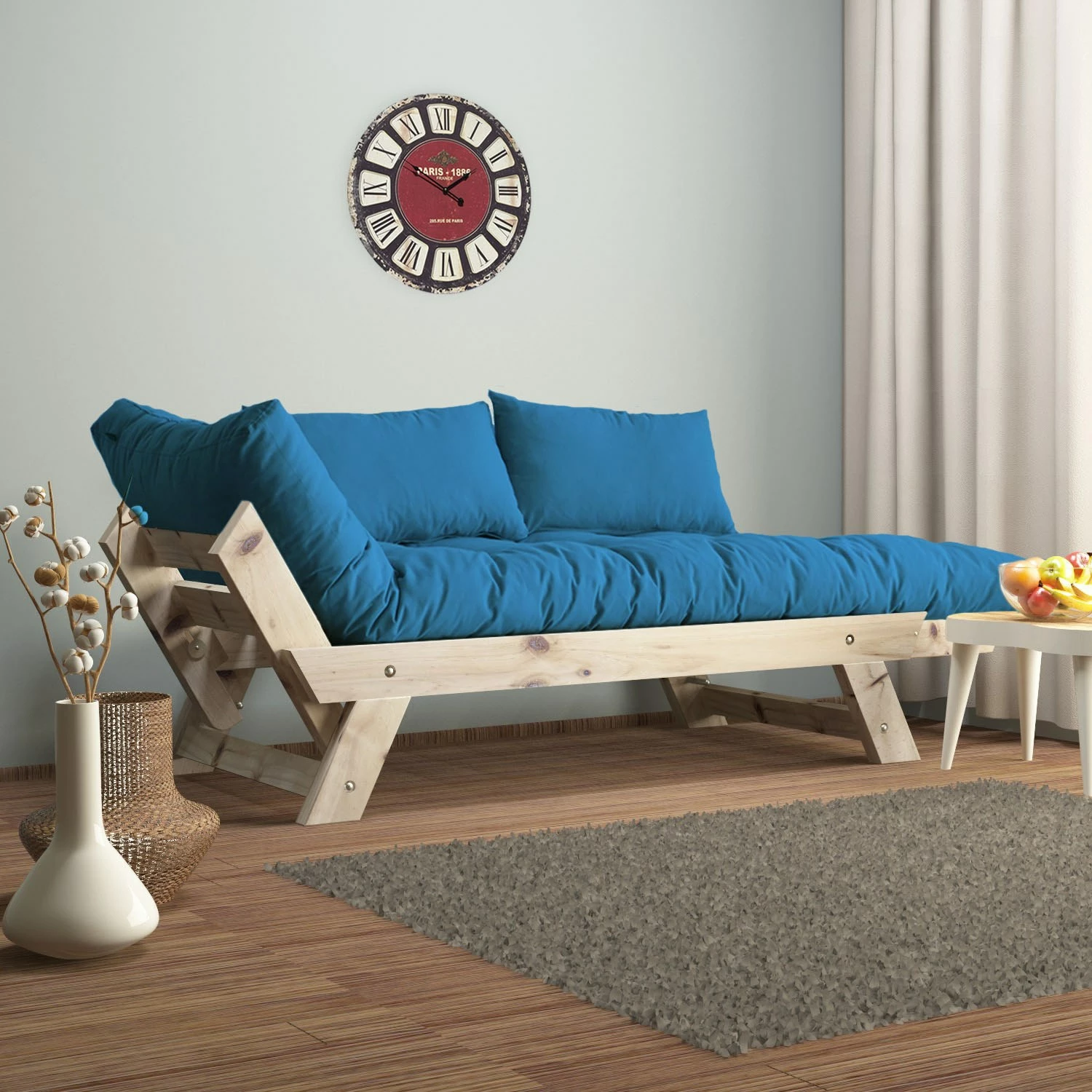 Divan kopshti dy vendësh, Skye Decor, natyral/blu, CPT8109-210