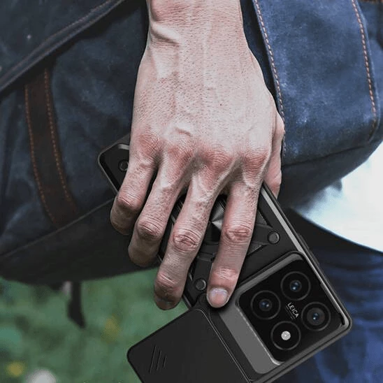 Mbështjellës silikoni armor ONASI për Xiaomi 14T, me unazë/stand, mbrojtje kamere me slider, pllakë magnetike, i zi