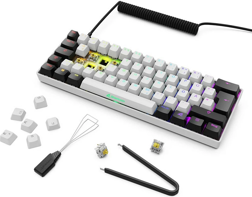 Tastierë gaming Sharkoon Skiller SGK50S4 Gen2, RGB, bardhë-verdhë