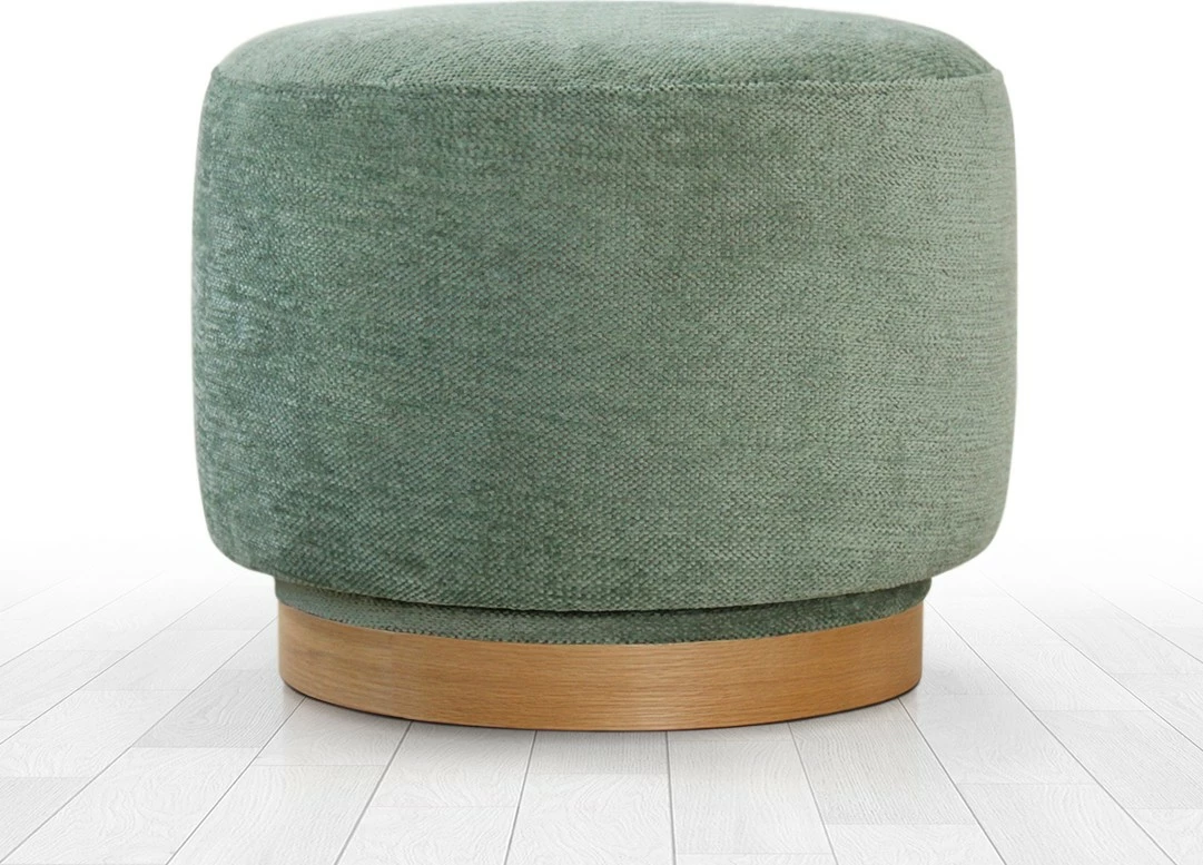 Puf Atelier del Sofa, i gjelbër, këmbë druri, rrotullues, 55x43x55cm