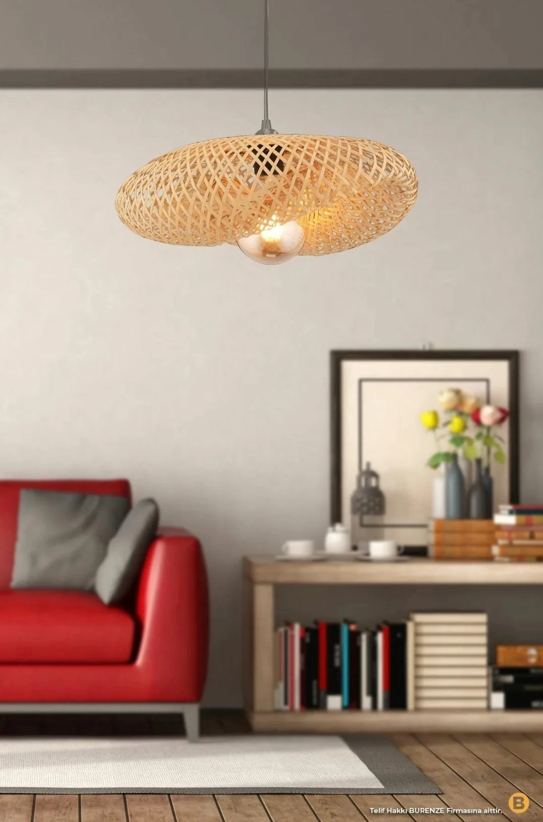 Llambë tavani Opviq, BRZ-340025, bambu, ngjyrë bezhë/gri
