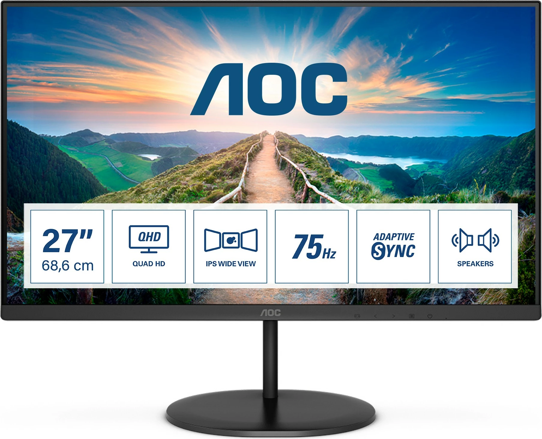 Monitor AOC V4 Q27V4EA, 27", 2560 x 1440 pixels, 2K Ultra HD, LED, i zi