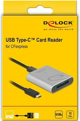 Lexues kartelash DeLOCK CFexpress USB-C, USB 3.2 Gen 1, 10 Gbit/s, alumini, Silver