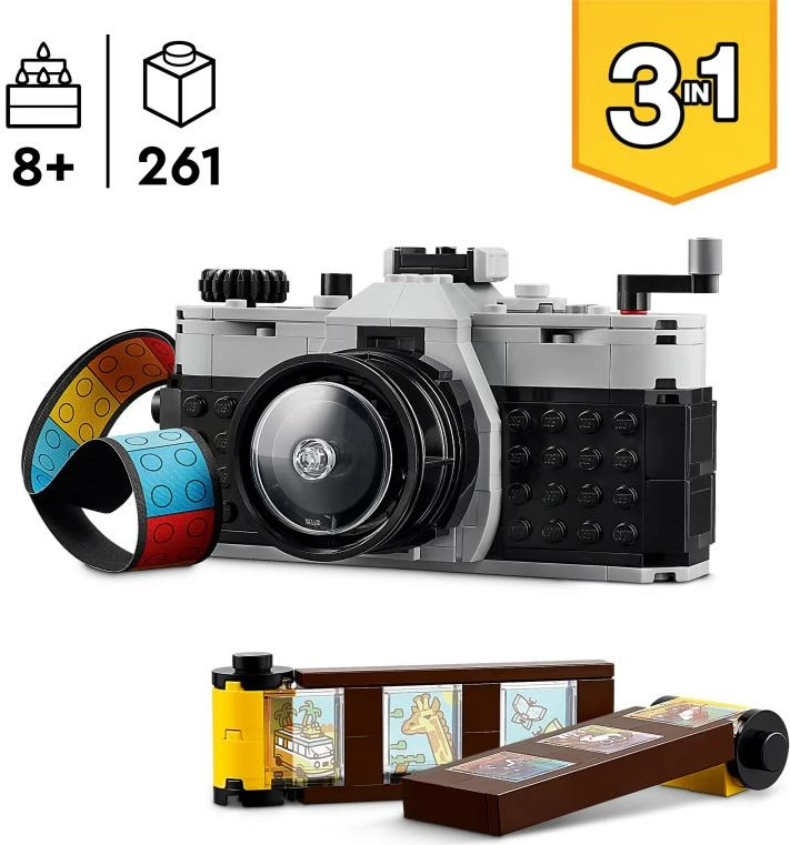Set ndërtimi, LEGO, Creator Retro Camera 31147, 3-në-1
