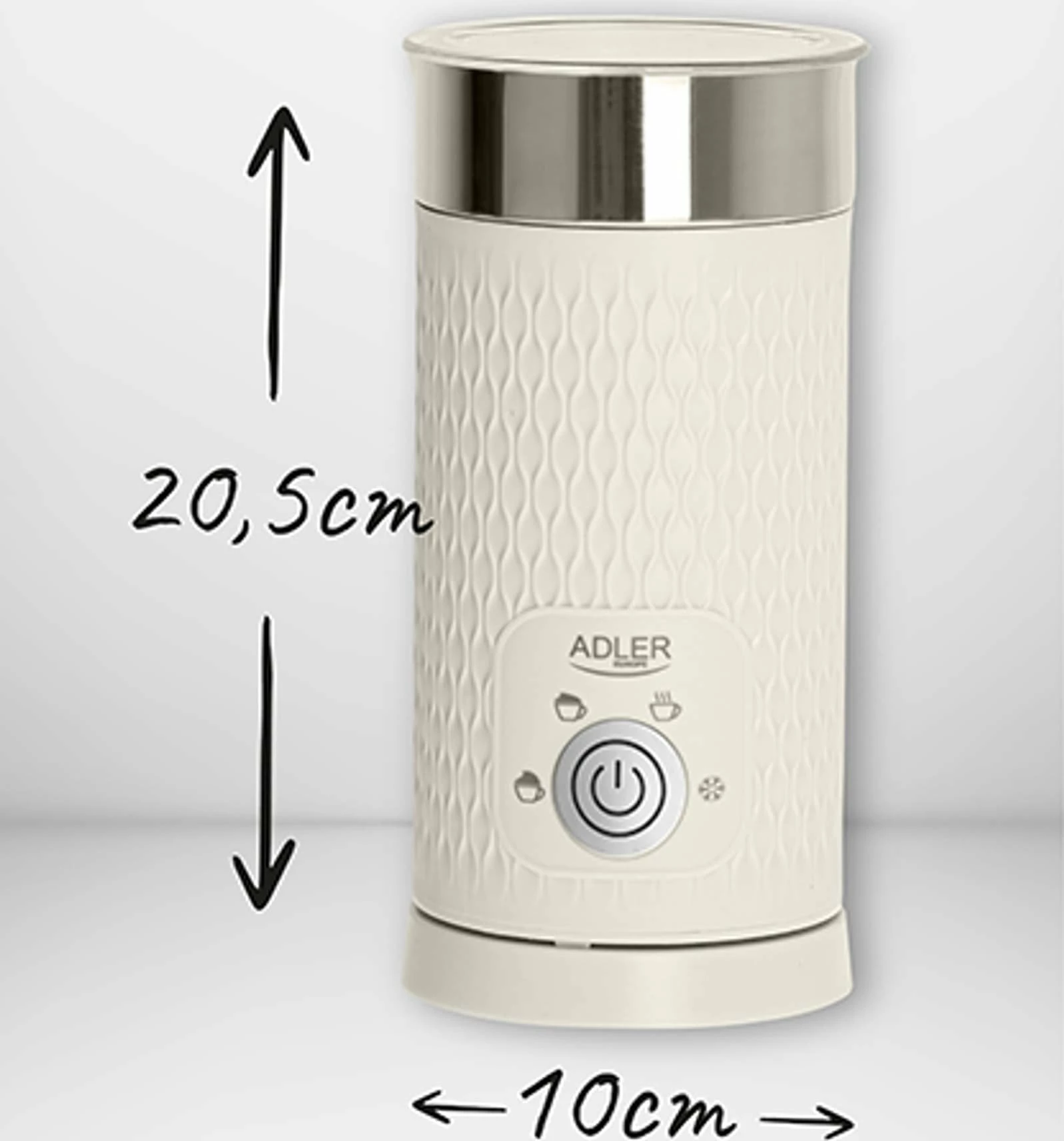 Shkumëzues qumështi Adler AD 4495 500W, me ngrohje, 300 ml/130 ml, krem