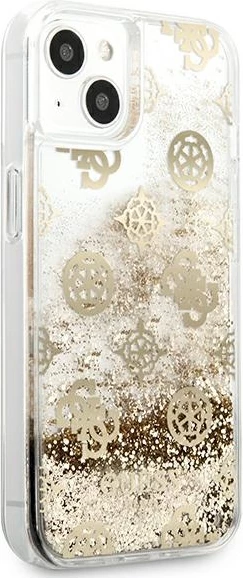 Mbështjellës Guess Peony Liquid Glitter për iPhone 13 mini 5.4", ari