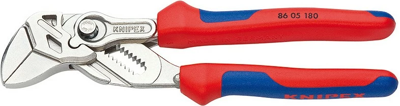 Kllapa rregulluese Knipex 86 05 180, 180mm, çelik krom-vanadium, dorezë plastike, kuqe/blu