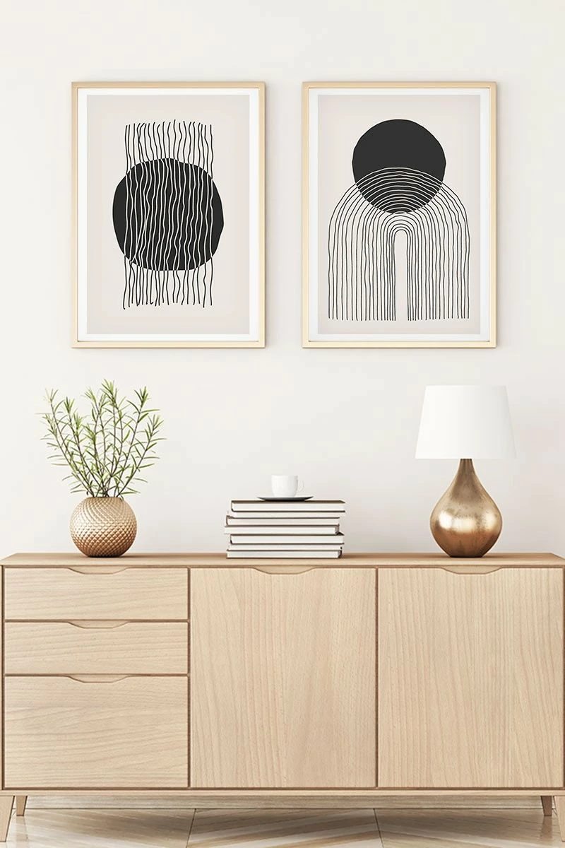 Pikturë dekorative me kornizë MDF (2 copë), Wallity, Huhu137, 30x40cm