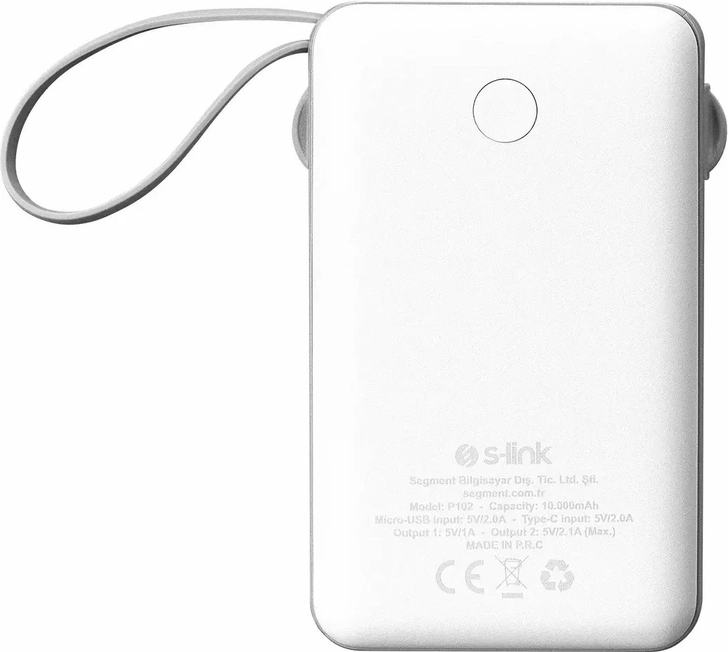Powerbank S-link P102 10000mAh me ekran LCD, 10W, e bardhë
