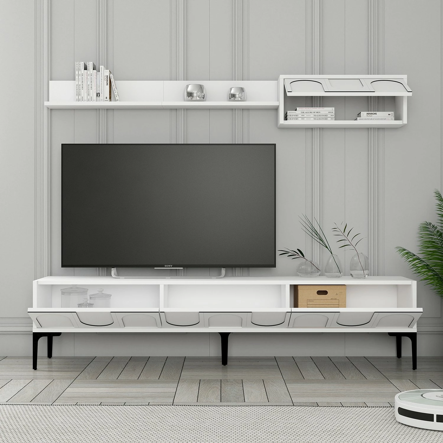 Set njësi TV Skye Decor, Lyon 2, e bardhë, e zezë