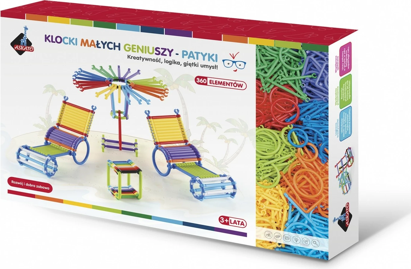 Set lodrash ndërtimi ASKATO Little Genius Building Blocks, 360 elemente, shumëngjyrëshe