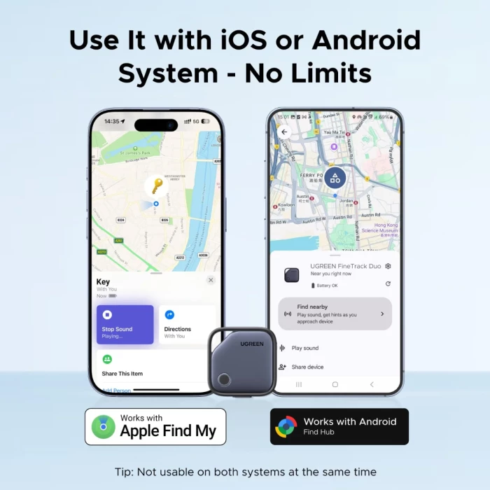 Tracker Bluetooth UGREEN Finder Pro 75646P, USB-C i rikarikueshëm, 4 copë, i zi