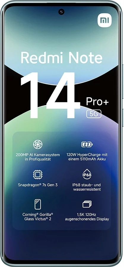 Celular Xiaomi Redmi Note 14 Pro+, 6.67", 8+256GB, 5G, i kaltër