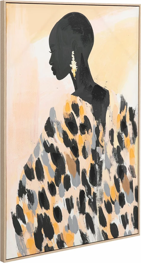 Pikturë dekorative VOIX NOIRE me kornizë druri natyral, 80x120x4cm, shumëngjyrëshe
