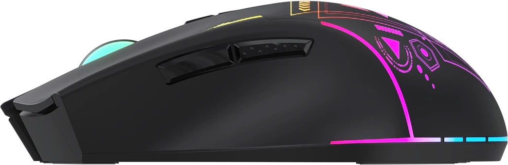 Maus pa kabëll, Wozinsky WMGB-3200, optik 3200 DPI, 2.4 GHz, 7 butona, bateri e rikarikueshme 400 mAh, RGB, USB-C, i zi