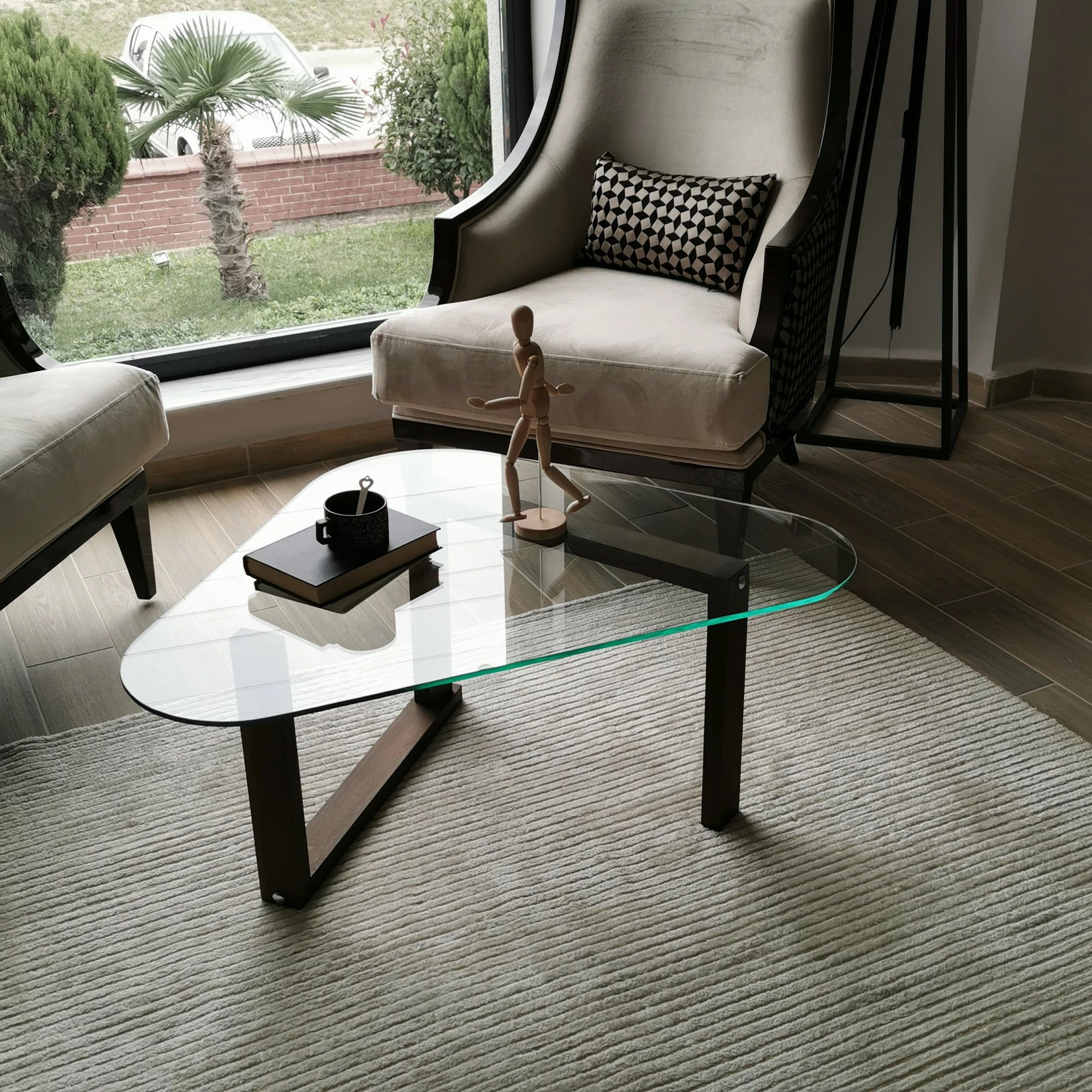 Tavolinë kafeje Hanah Home, Cam Orta Sehpa S302, ngjyrë arre