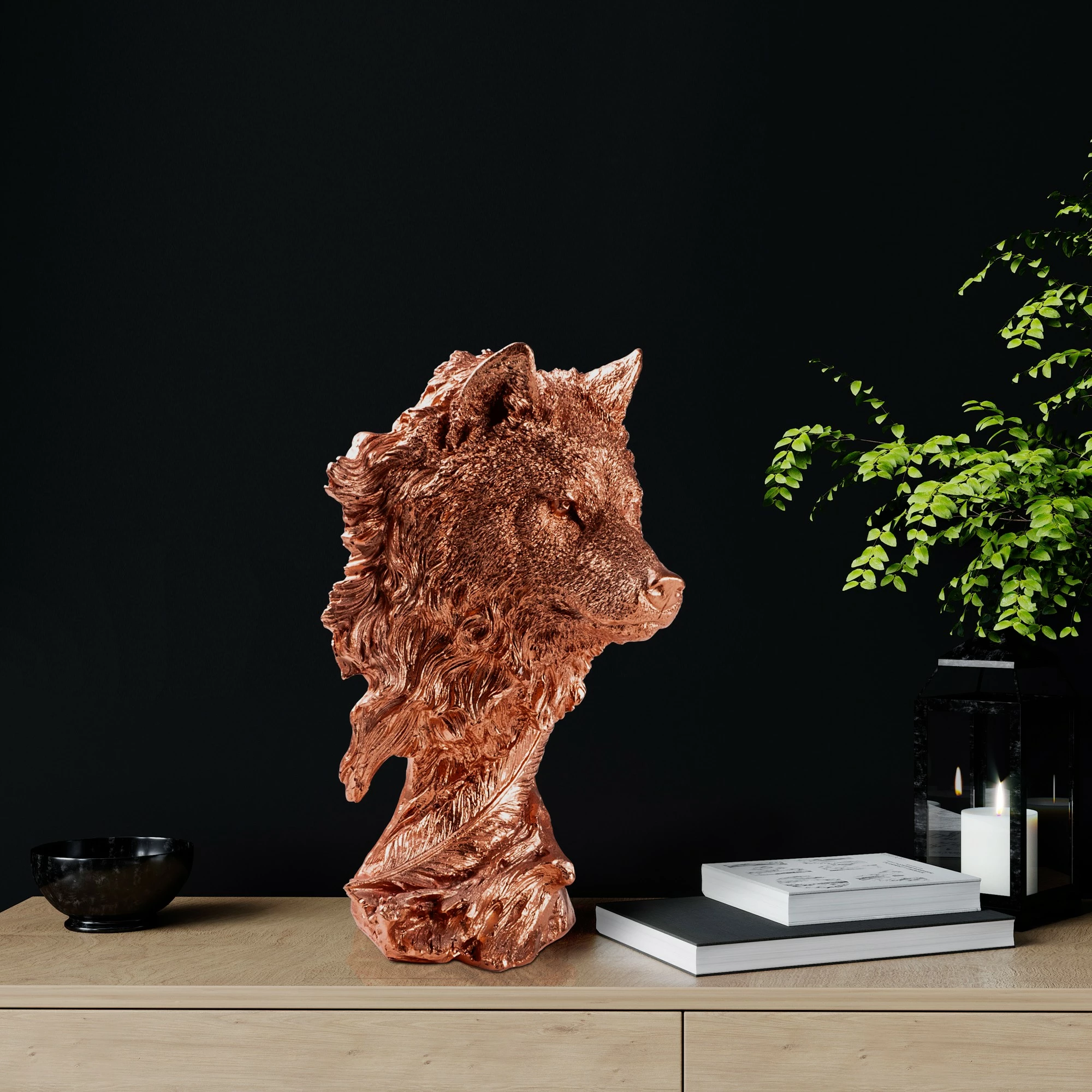 Objekt dekorativ, formë ujku, ngjyrë bakri, Aberto Design