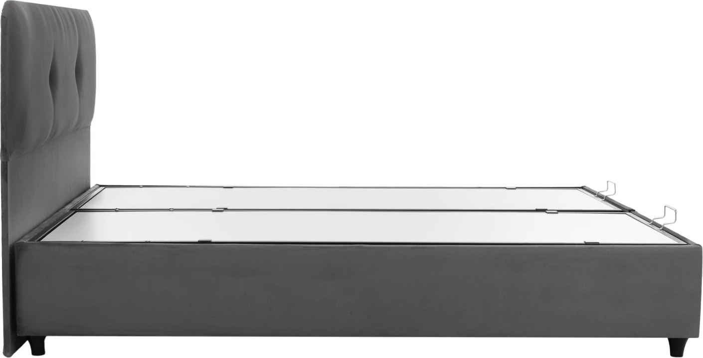 Krevet DOLORES, me hapësirë ruajtëse, kadife gri, 160x200