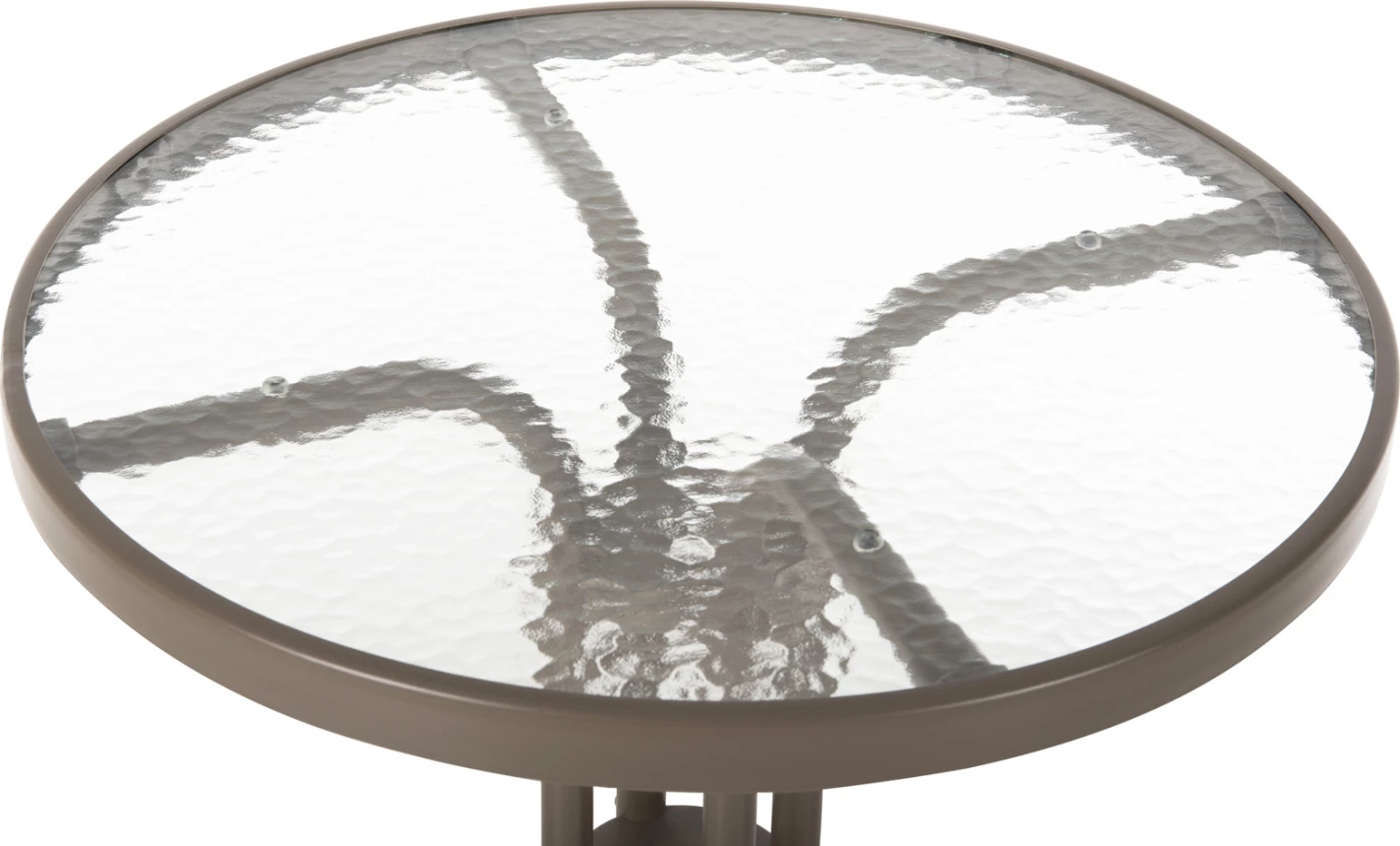 Tavolinë e rrumbullakët për jashtë, ngjyrë shampanjë, FH5079.04, sipërfaqe tavoline prej xhami, Φ60x70H cm