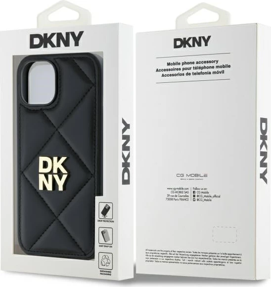 Mbështjellës DKNY Quilted Stack Logo për iPhone 14, i zi
