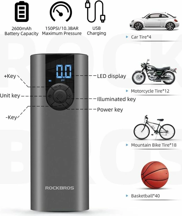 Pompë elektrike biçiklete Rockbros 42720001001, e zezë
