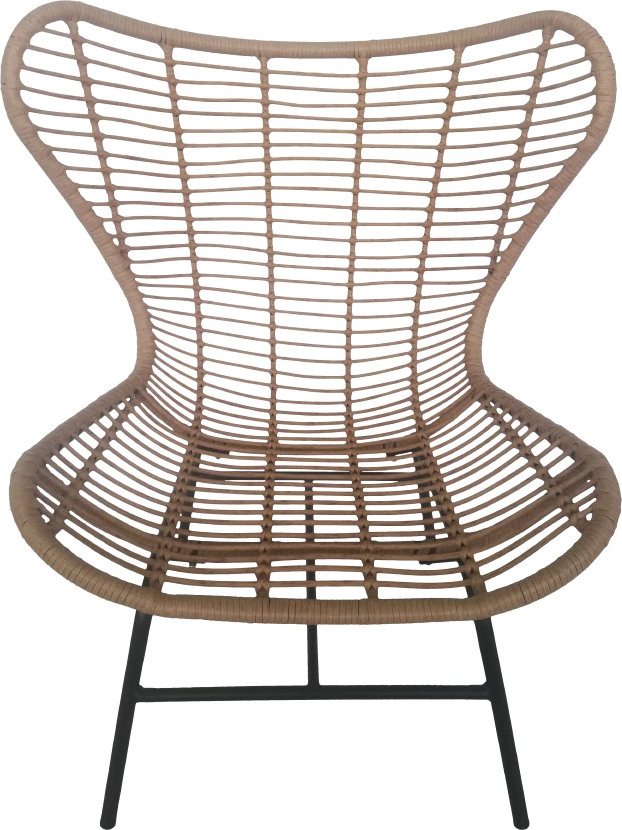 Fotel Butterfly, natyral, jastëk i zi, 89x78x106.5cm