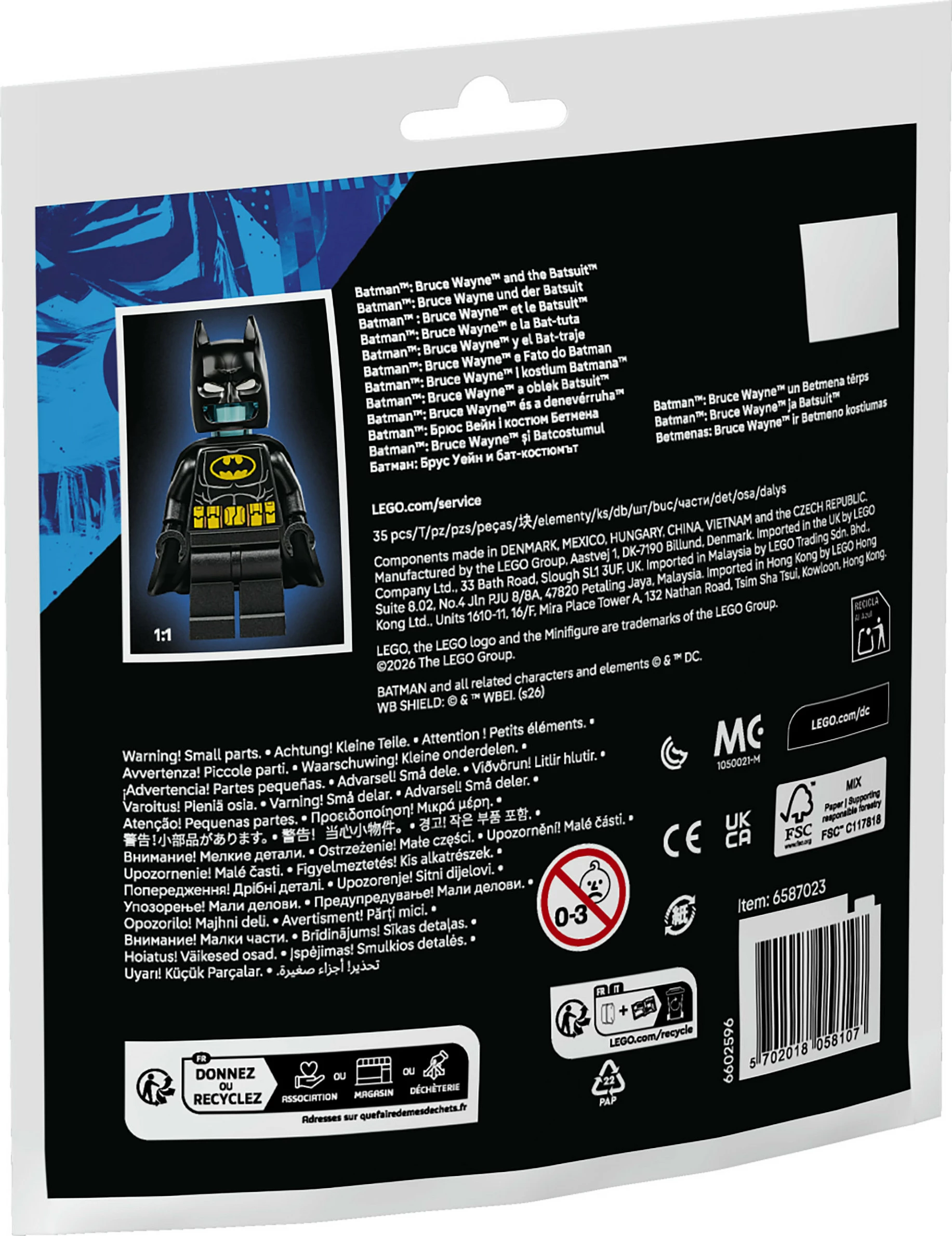 Set ndërtimi LEGO Batman 30726, Bruce Wayne dhe kostumi i Batmanit, 35 copë, multikolor