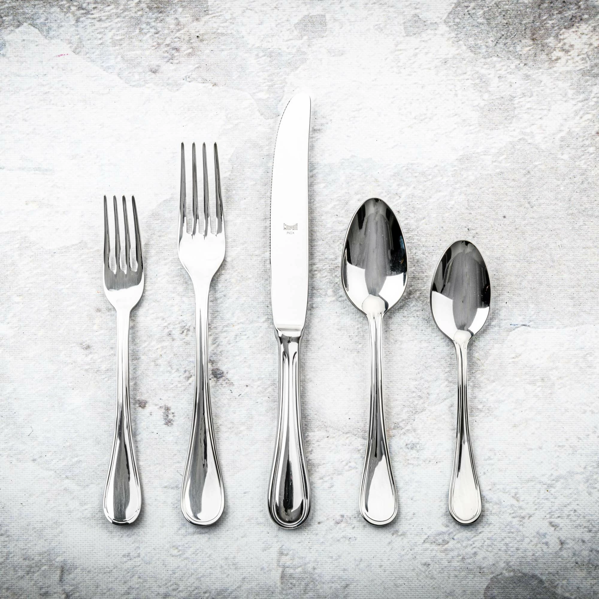 Thikë ëmbëlsirash Mepra Norma dore e zbrazët çelik inox 18/10 2.5 mm argjendtë