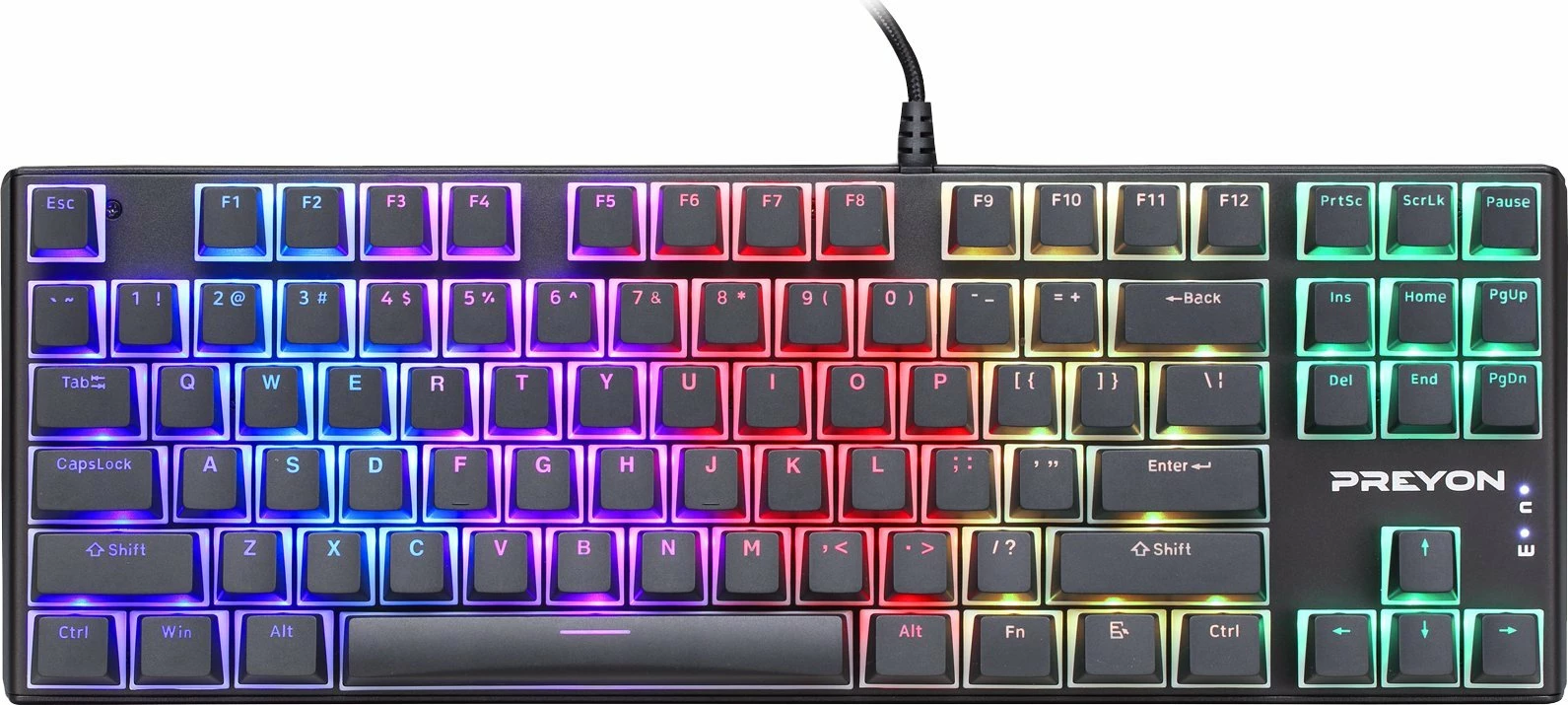 Tastierë mekanike PREYON Brown Blitz Claw PBRBC87B, TKL 80%, Gateron Brown, RGB, USB, US layout, e zezë