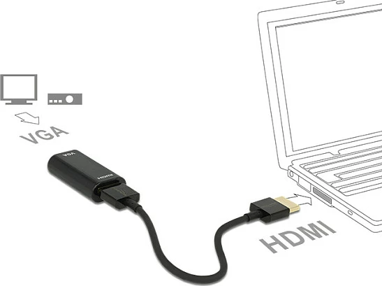 Adapter HDMI në VGA DeLOCK, 0.15 m, 1920x1200, i zi