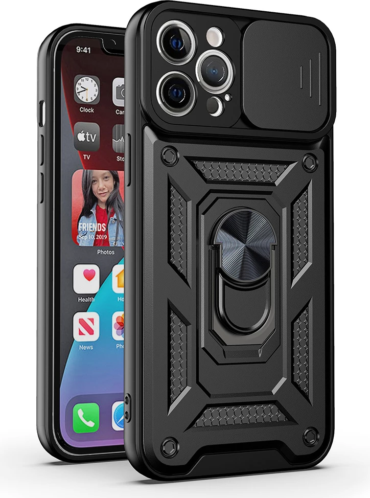 Mbështjellës ONASI 22755 Silicone Armor Ring për Samsung Galaxy S25 Ultra, me mbrojtje kamere, me unazë/stand magnetik, i zi